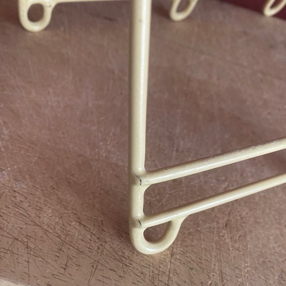 Vintage 1960s 1970s Rubber Coated Plate Rack Holder Yellow Almond 3 Section - Picture 4 of 7